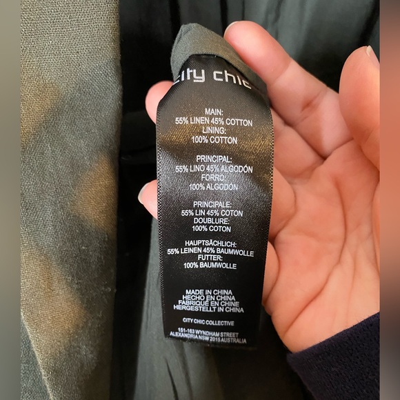 City Chic Olive Green Sicilian Linen-Blend Blazer Plus Size 14 - Picture 6 of 8